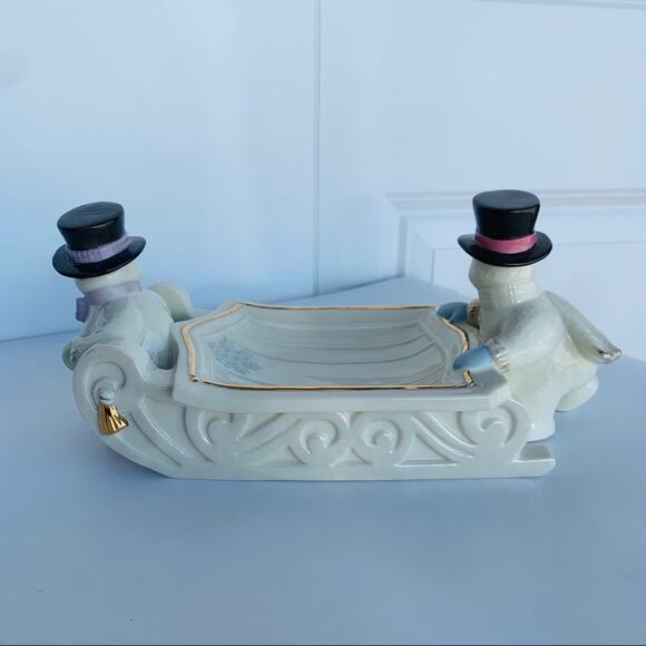 24KT Gold Lenox Snowman Candy Tray - Picture 4 of 11